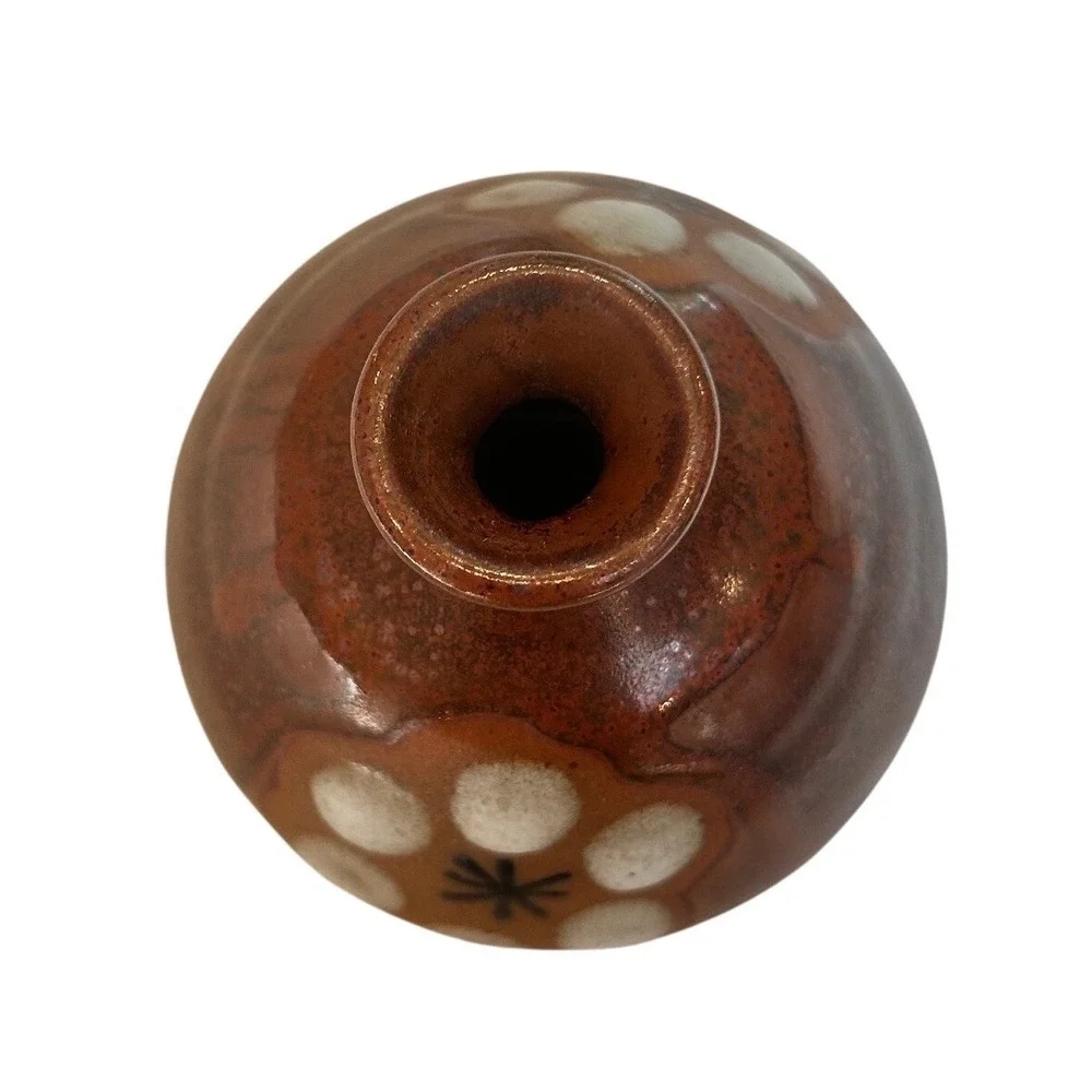 Vintage Studio Pottery Bud Vase Rust Terracotta Floral Stoneware Small 4 inch